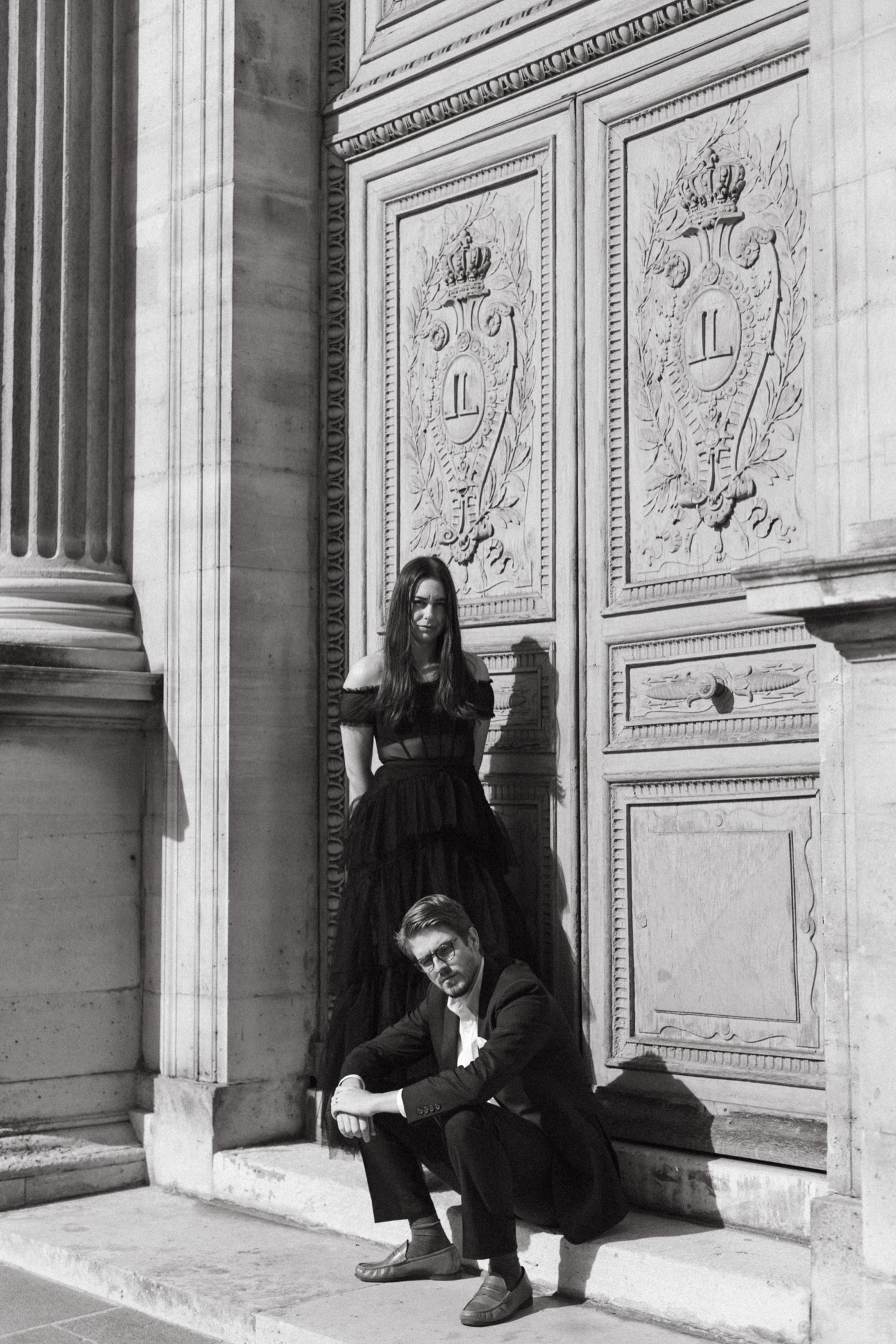 couple posing in paris, france