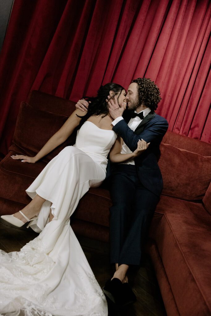 Couple kissing at The Riggs Hotel in Washington, DC