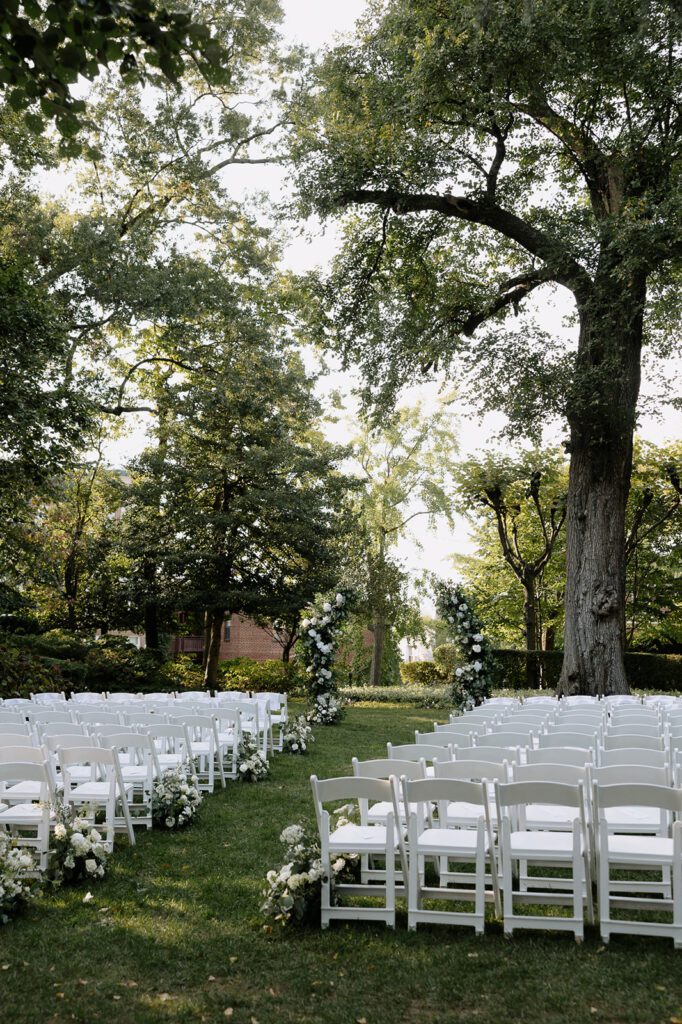 Outdoor ceremony space at Meridian House wedding venue