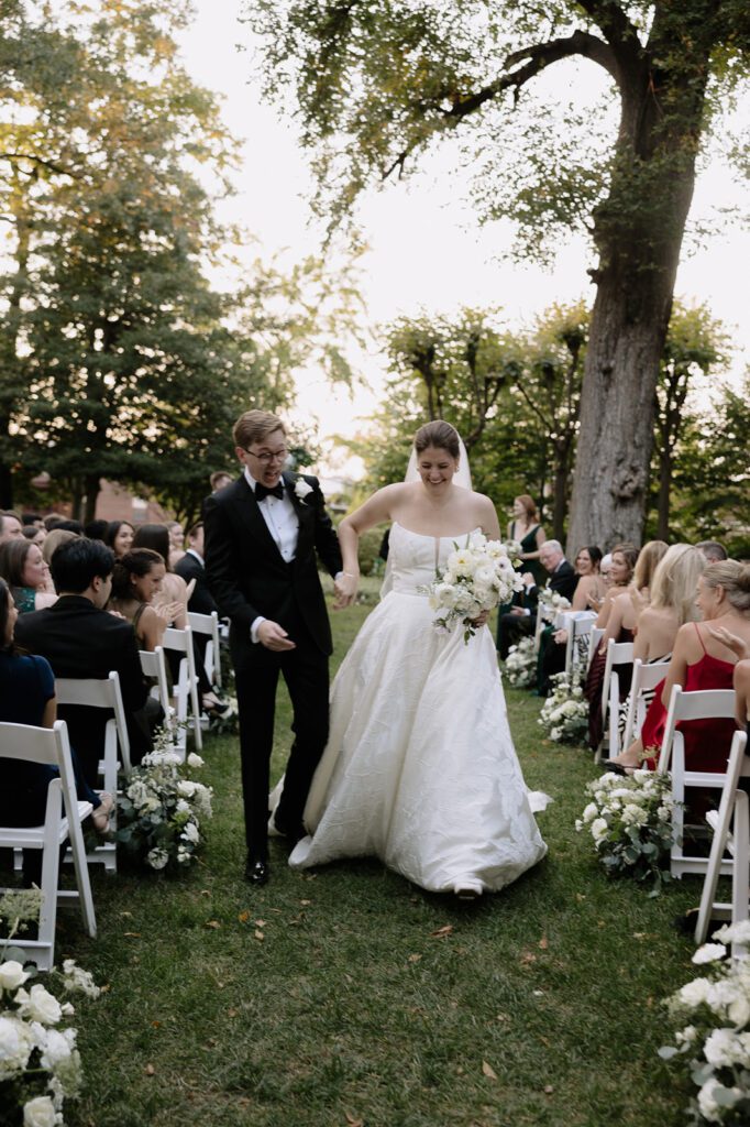 Wedding ceremony set up in the Meridian House garden