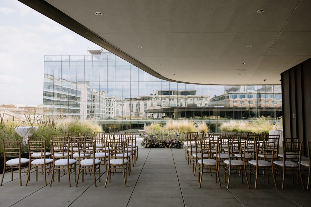 Rooftop terrace at the MLK Library with views of downtown Washington, DC