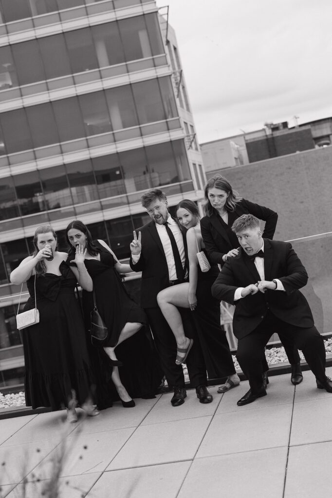 Modern wedding guests at the MLK Library