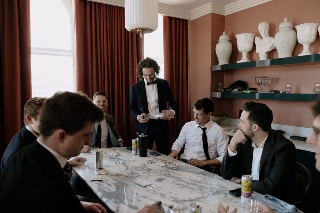 Groom and groomsmen getting ready