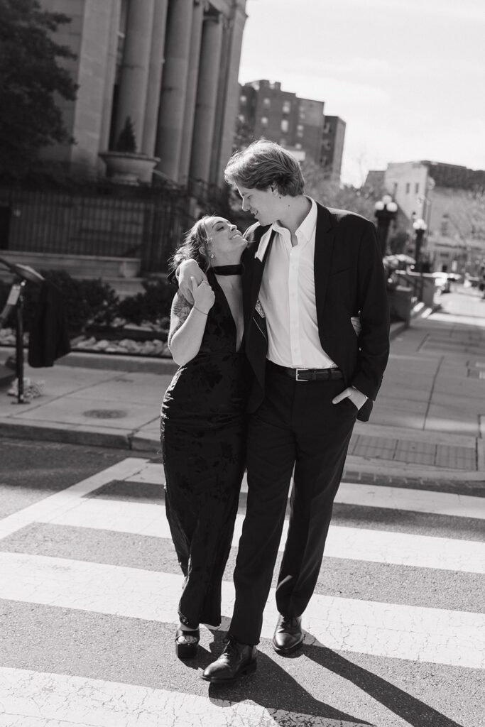 Couple doing their engagement session at The Line hotel in Washington DC