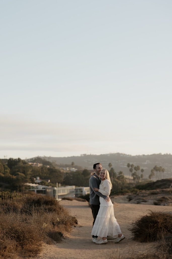 Couple during their engagement photos.