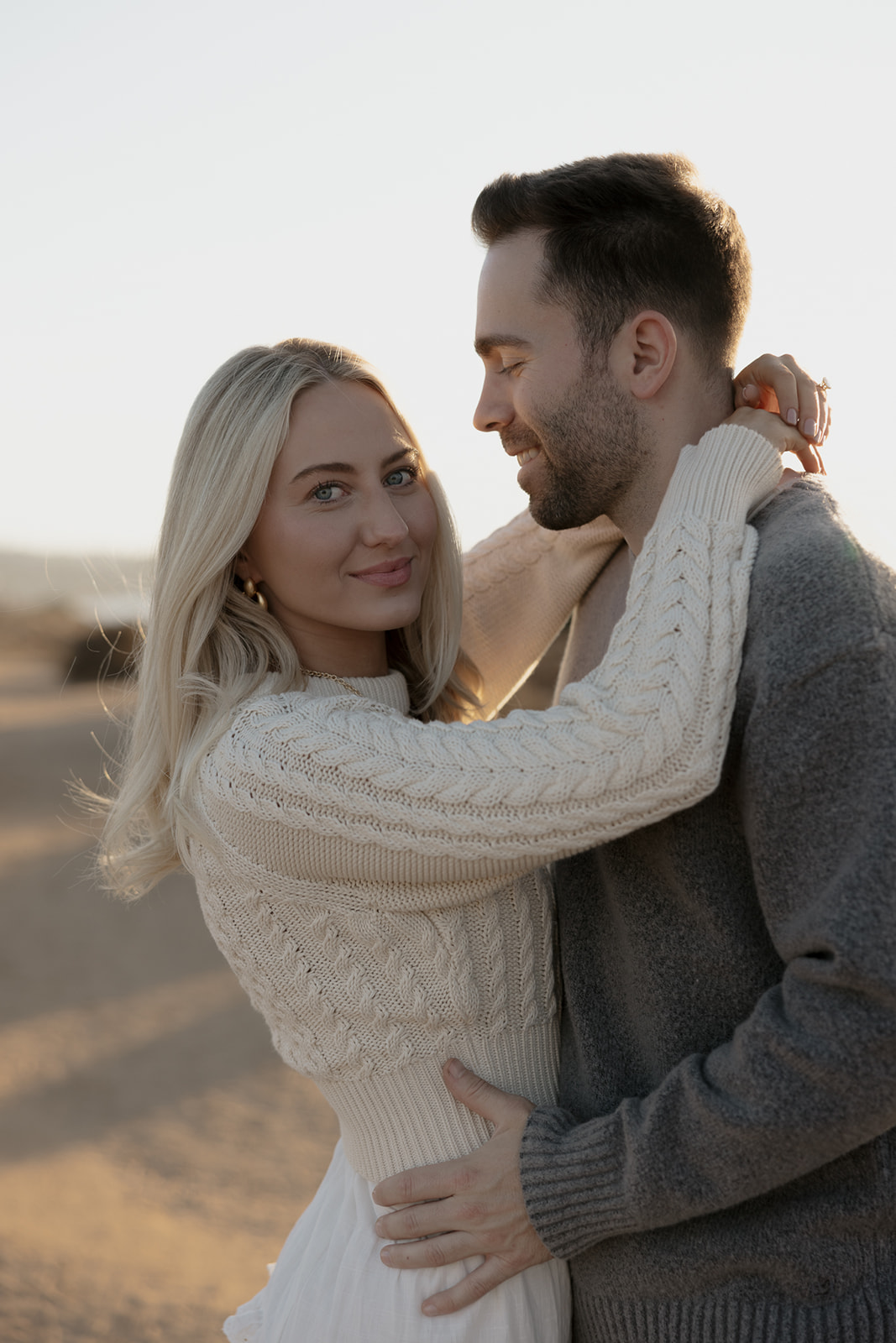 A engaged couple at Torrey Pines in San Diego.