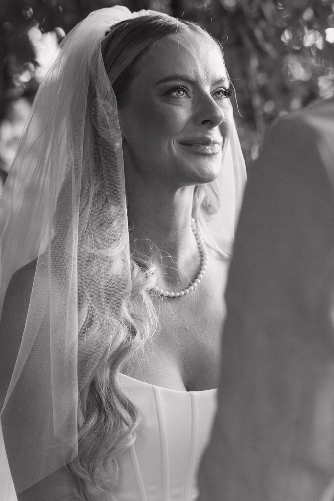 The bride crying during her ceremony.