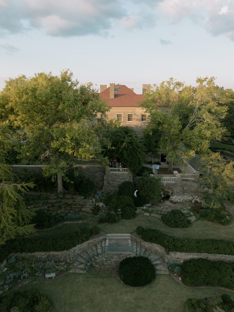 A drone photo of the wedding ceremony in Nashville, Tennessee.