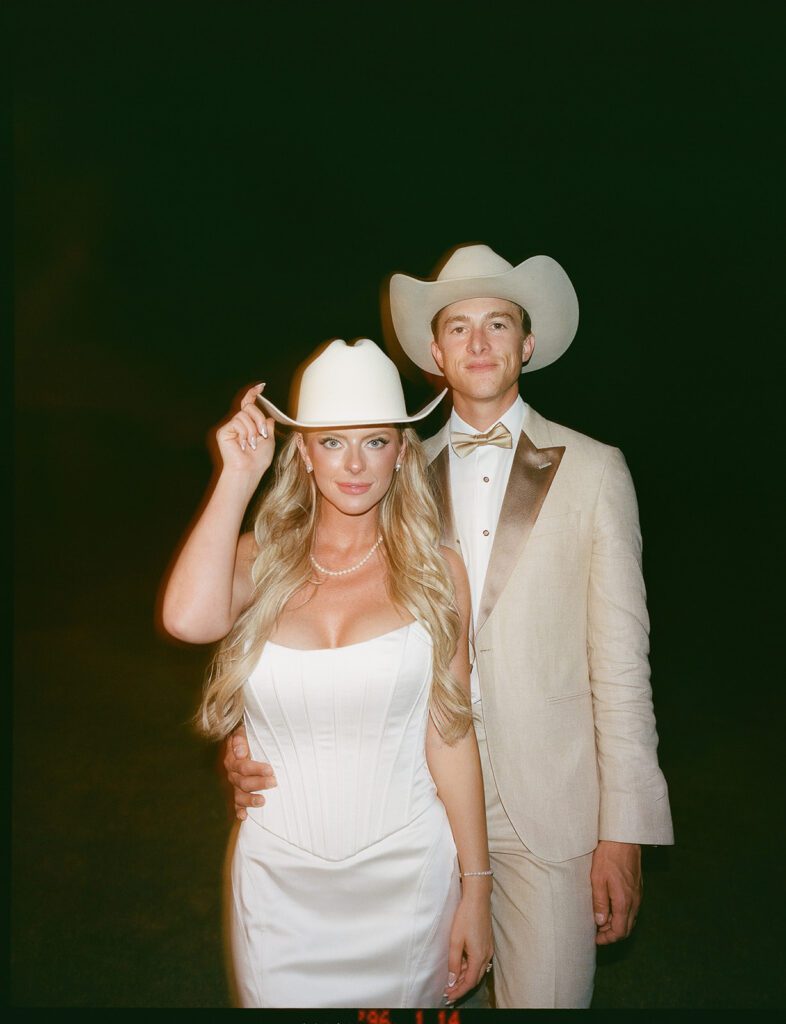 Western bride and groom on their wedding day.