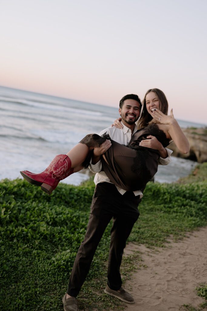 Camila showing off her engagement ring 