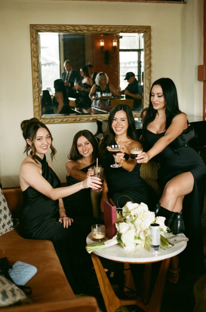 Bridesmaids with drinks