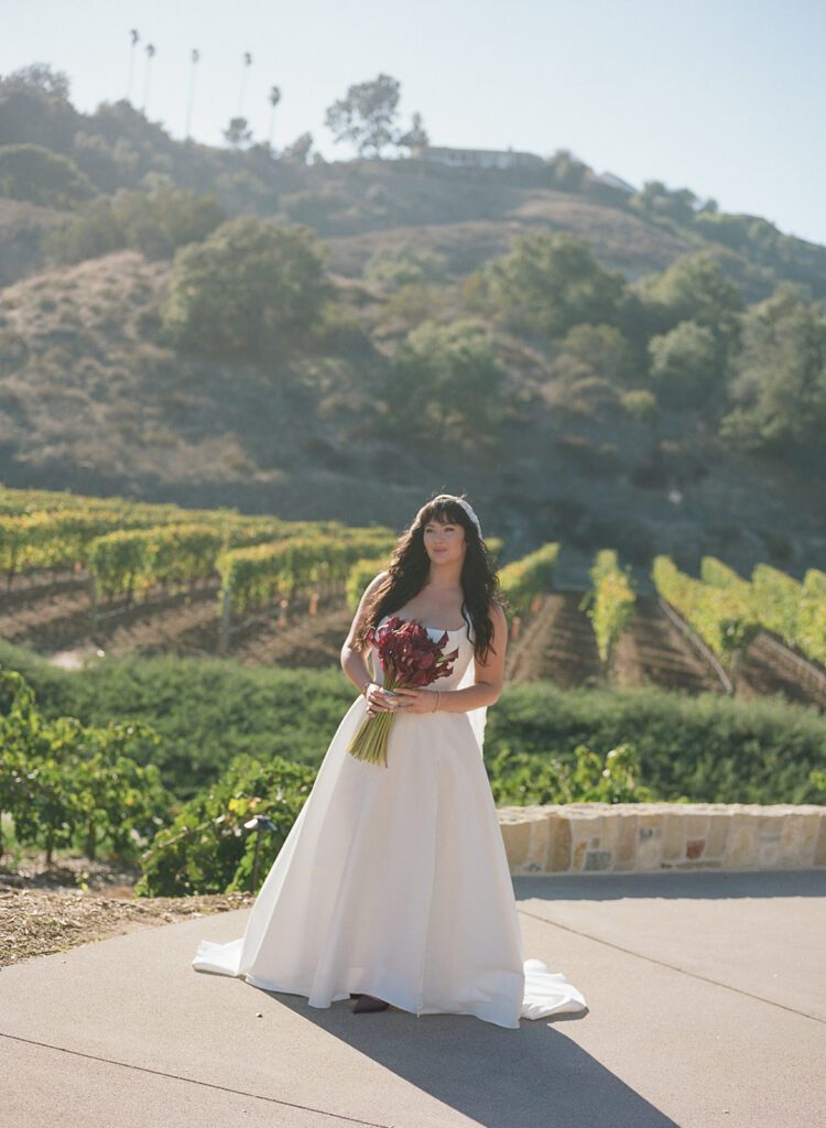 Bride before the first look at Monserate winery