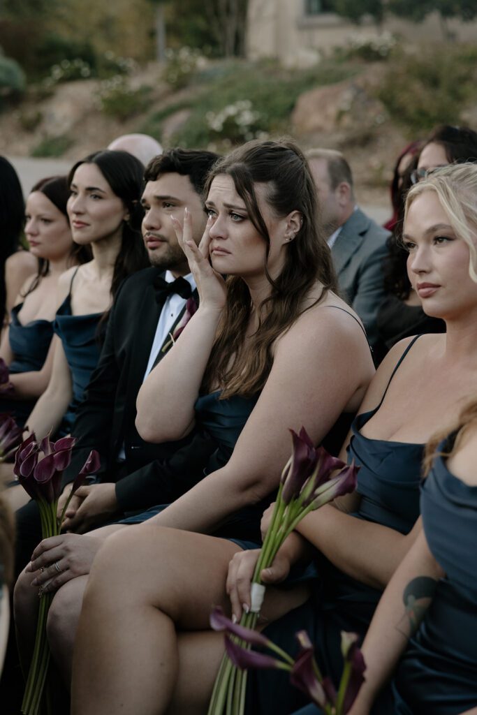Guest crying at wedding ceremony in Fallbrook, CA