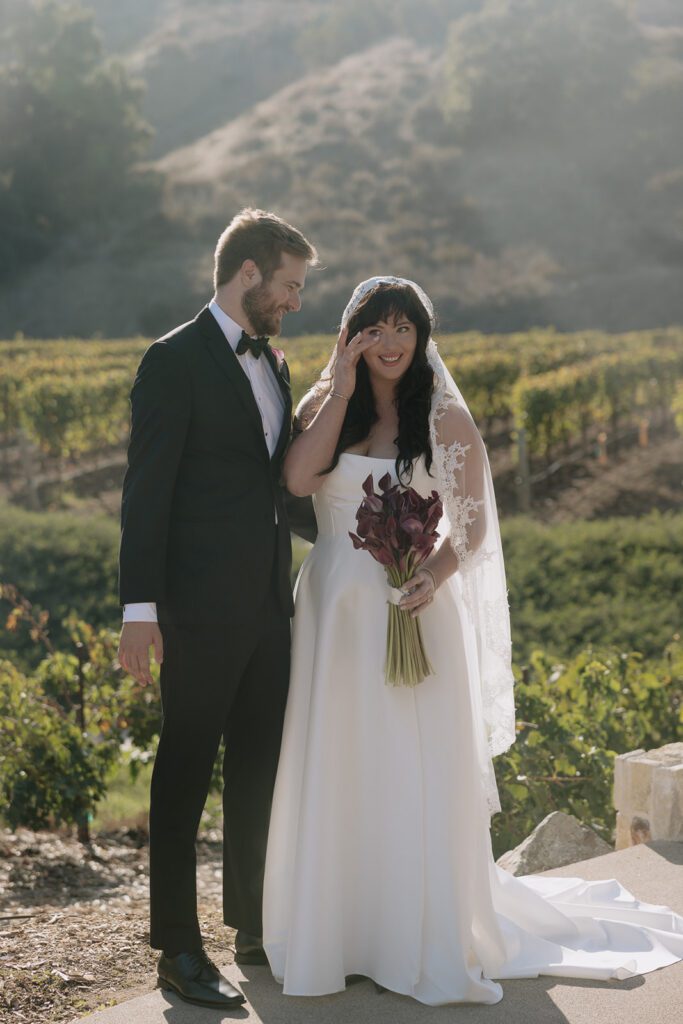Bride and groom during their first look 