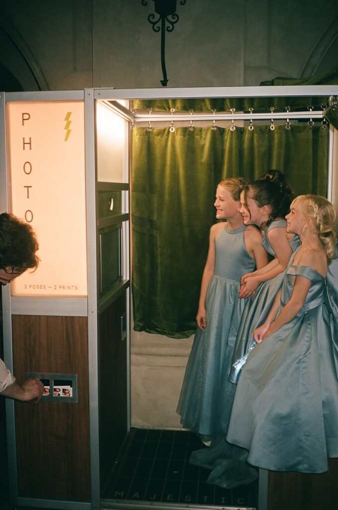 Guest using the photobooth at a Monserate Winery wedding