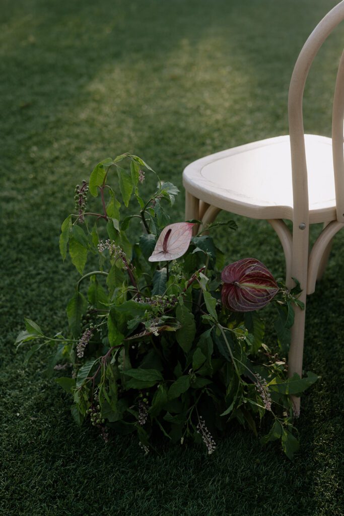 Ceremony floral arrangements at Monserate Winery wedding 