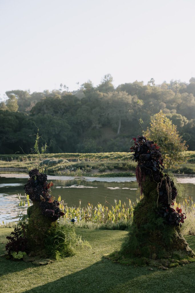 Ceremony floral arrangements at wedding in Fallbrook California