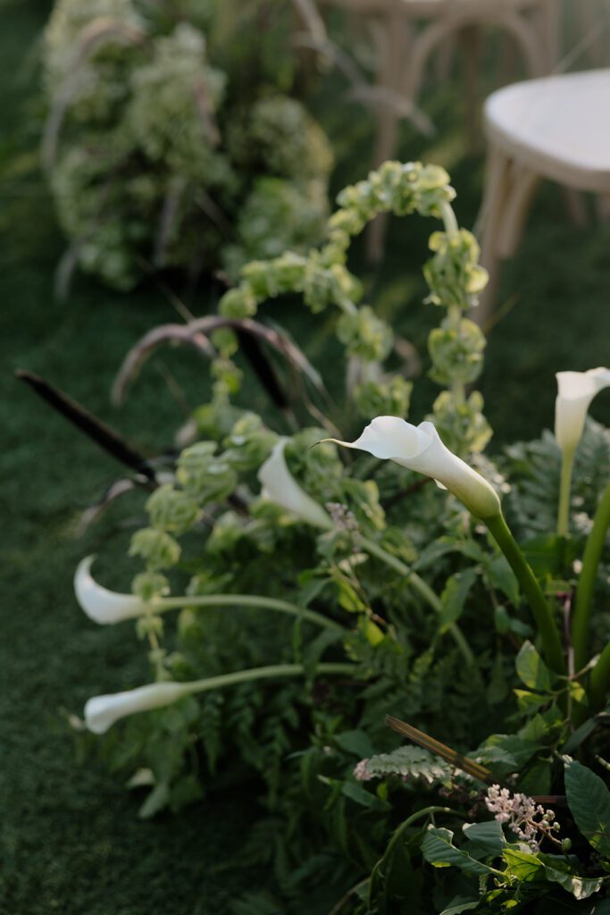 Ceremony floral arrangements at wedding in Fallbrook California