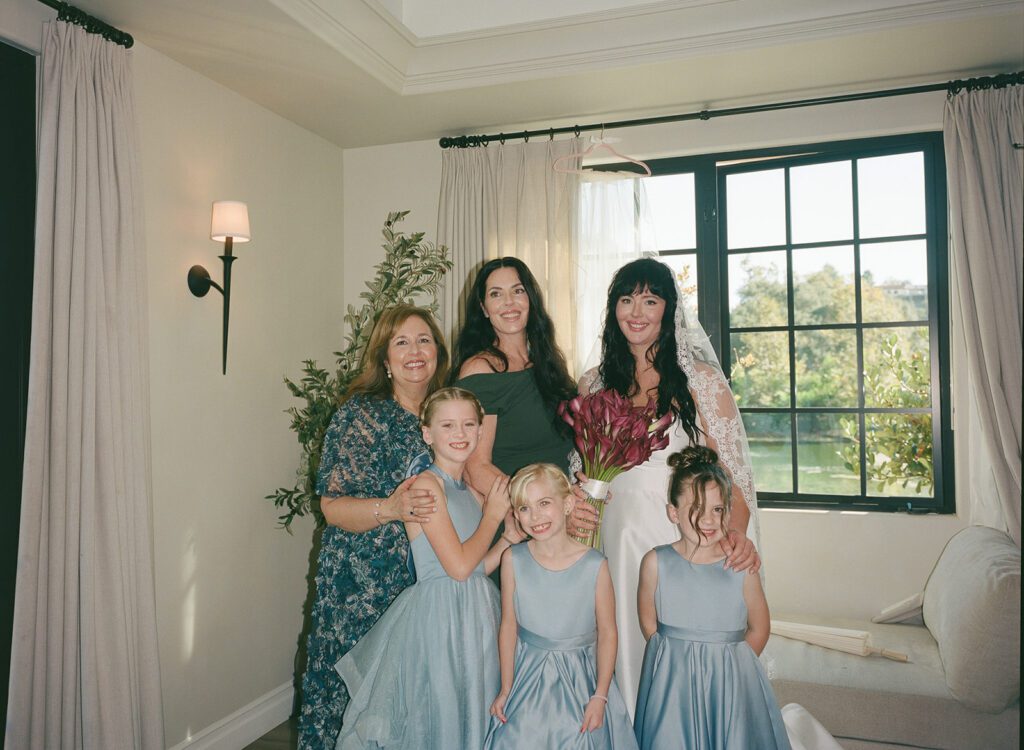 Bride and family members getting ready at her wedding